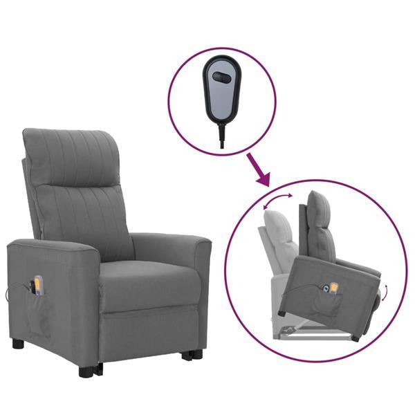 Grote foto vidaxl fauteuil inclinable de massage gris clair tissu huis en inrichting stoelen