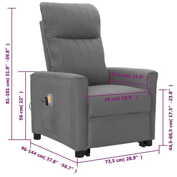 Grote foto vidaxl fauteuil inclinable de massage gris clair tissu huis en inrichting stoelen