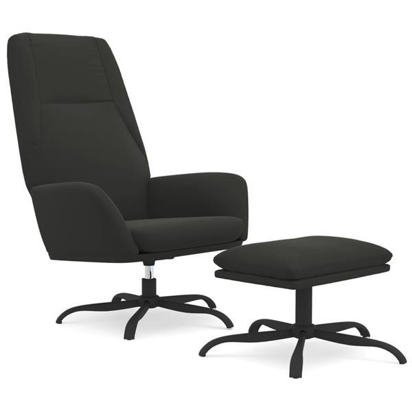 Grote foto vidaxl chaise de relaxation avec tabouret noir tissu microfi huis en inrichting stoelen