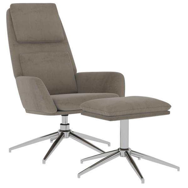 Grote foto vidaxl chaise de relaxation avec tabouret gris clair tissu m huis en inrichting stoelen