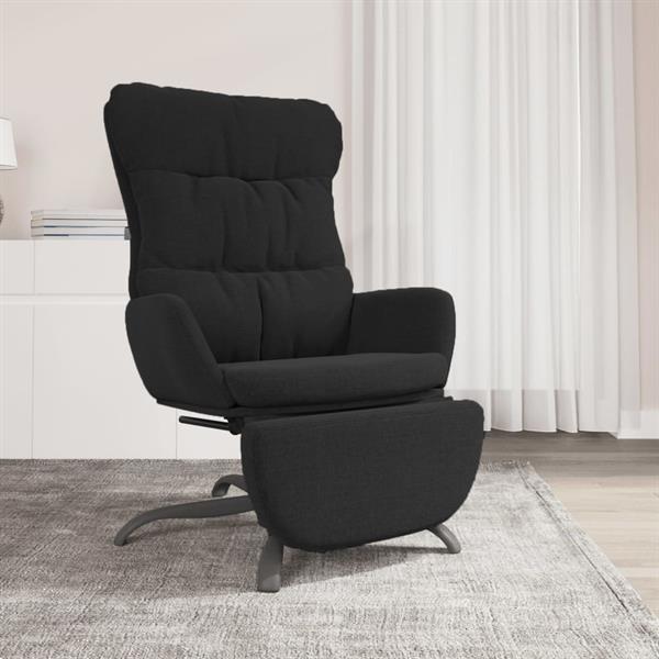 Grote foto vidaxl chaise de relaxation avec repose pied noir tissu huis en inrichting stoelen