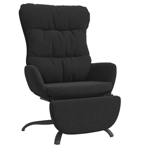Grote foto vidaxl chaise de relaxation avec repose pied noir tissu huis en inrichting stoelen