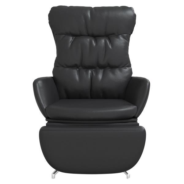 Grote foto vidaxl chaise de relaxation et repose pied noir cuir et simi huis en inrichting stoelen