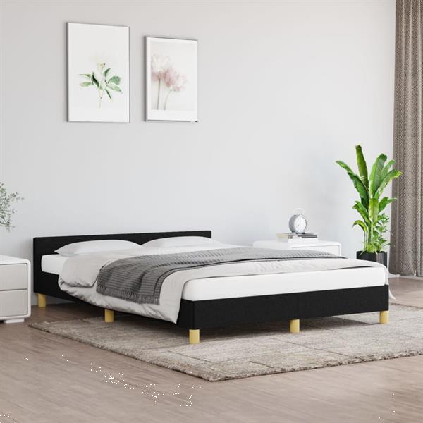 Grote foto vidaxl cadre de lit avec t te de lit noir 140x190 cm tissu huis en inrichting bedden