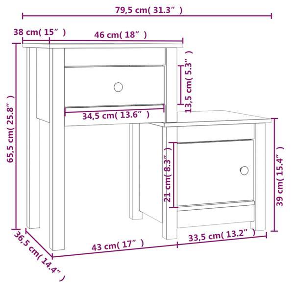 Grote foto vidaxl table de chevet gris 79 5x38x65 5 cm bois de pin mass huis en inrichting complete slaapkamers