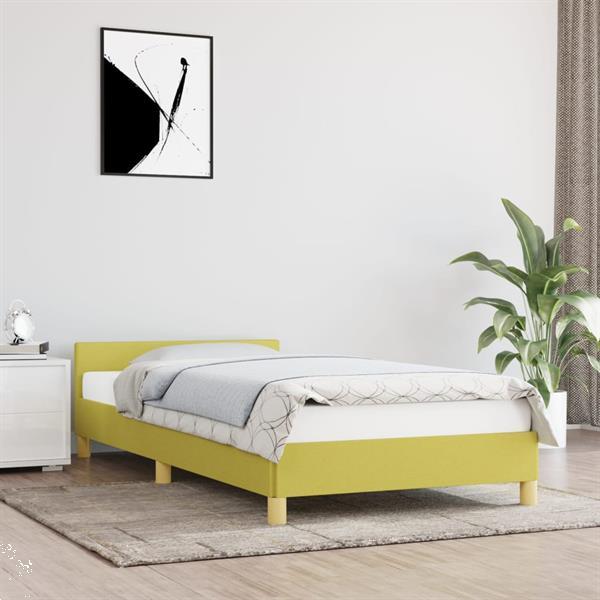 Grote foto vidaxl cadre de lit avec t te de lit vert 100 x 200 cm tissu huis en inrichting bedden