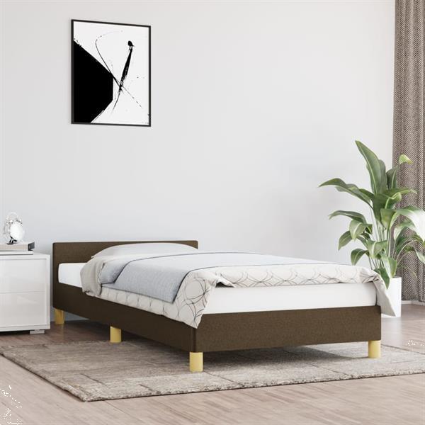 Grote foto vidaxl cadre de lit avec t te de lit marron fonc 100x200 cm huis en inrichting bedden