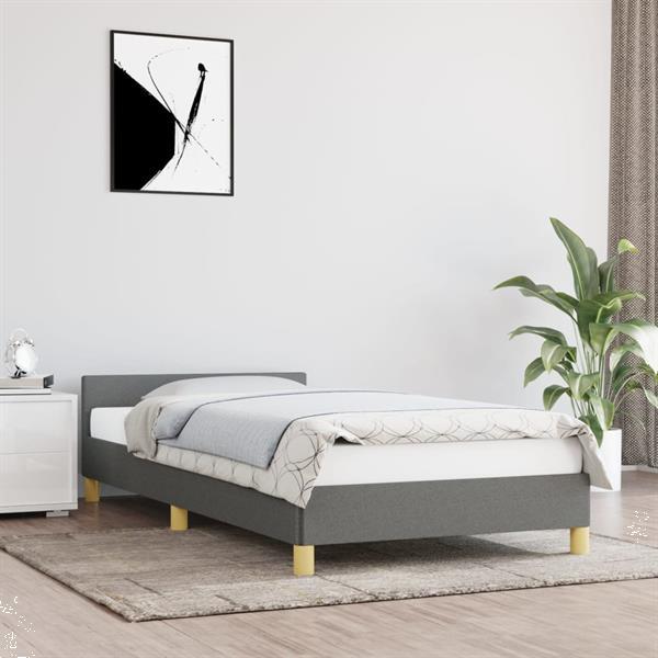 Grote foto vidaxl cadre de lit avec t te de lit gris fonc 100x200 cm t huis en inrichting bedden