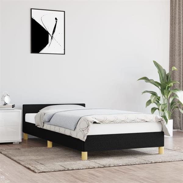 Grote foto vidaxl cadre de lit avec t te de lit noir 90x200 cm tissu huis en inrichting bedden