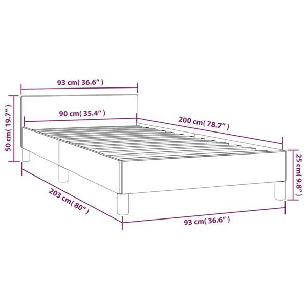 Grote foto vidaxl cadre de lit avec t te de lit noir 90x200 cm tissu huis en inrichting bedden