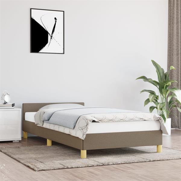 Grote foto vidaxl cadre de lit avec t te de lit taupe 90x190 cm tissu huis en inrichting bedden