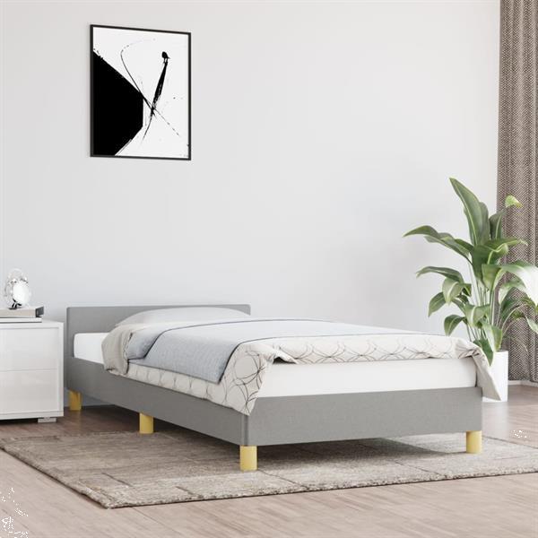 Grote foto vidaxl cadre de lit avec t te de lit gris clair 90x190 cm ti huis en inrichting bedden