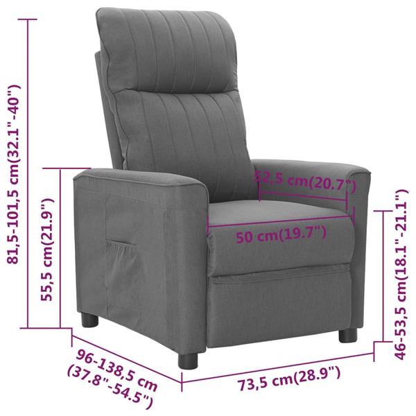 Grote foto vidaxl fauteuil inclinable gris clair tissu huis en inrichting stoelen