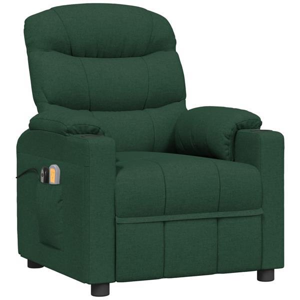 Grote foto vidaxl fauteuil lectrique de massage vert fonc tissu huis en inrichting stoelen