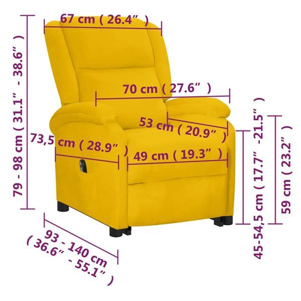 Grote foto vidaxl fauteuil inclinable jaune velours huis en inrichting stoelen