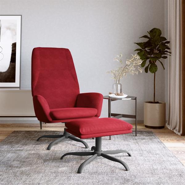 Grote foto vidaxl chaise de relaxation avec tabouret rouge bordeaux vel huis en inrichting stoelen
