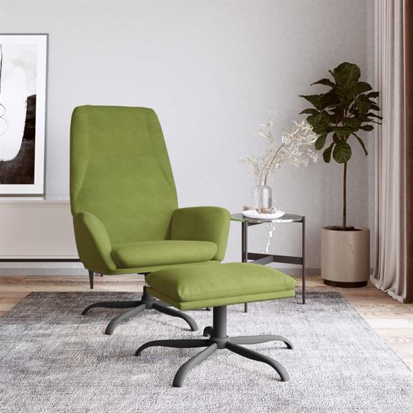 Grote foto vidaxl chaise de relaxation avec tabouret vert clair velours huis en inrichting stoelen