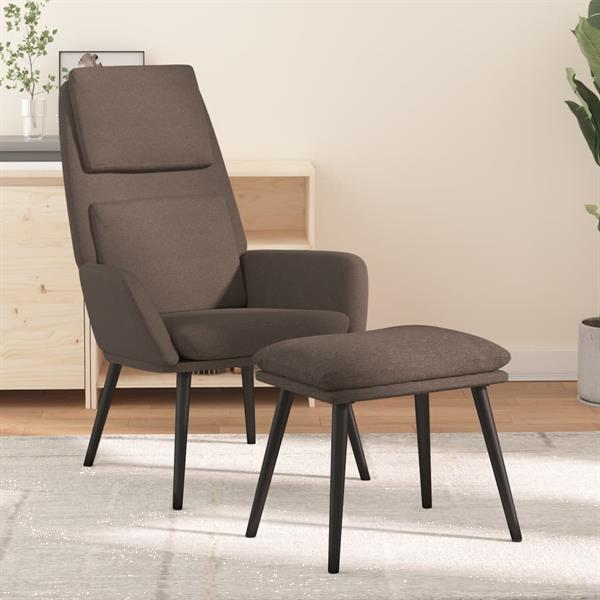 Grote foto vidaxl chaise de relaxation avec tabouret taupe tissu huis en inrichting stoelen