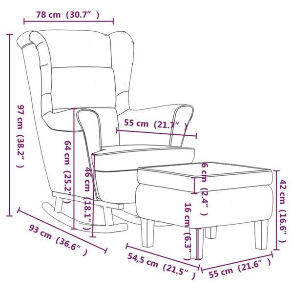 Grote foto vidaxl chaise bascule avec pieds en bois et tabouret bleu huis en inrichting stoelen