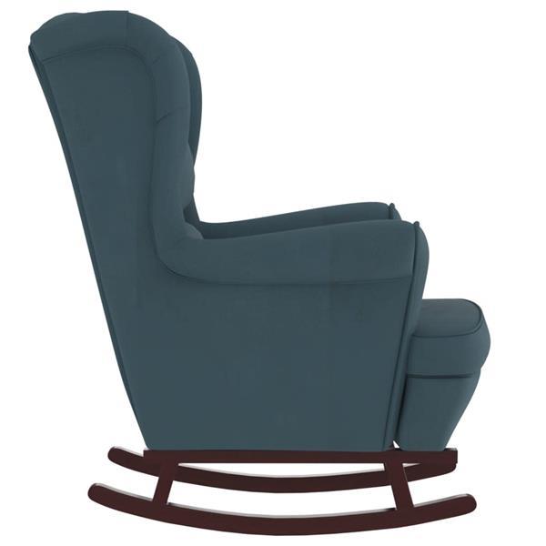 Grote foto vidaxl chaise bascule avec pieds en bois et tabouret bleu huis en inrichting stoelen