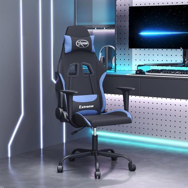 Grote foto vidaxl fauteuil de jeu pivotant noir et bleu tissu huis en inrichting stoelen