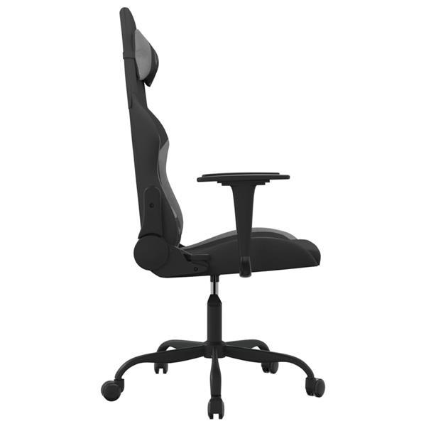 Grote foto vidaxl fauteuil de jeu pivotant noir et gris clair tissu huis en inrichting stoelen
