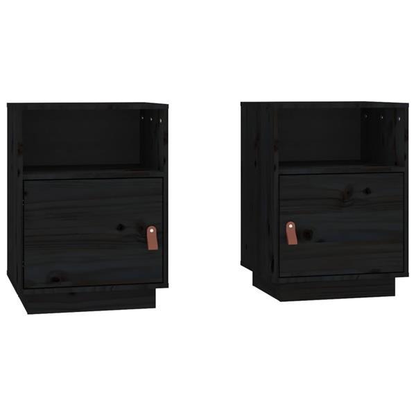 Grote foto vidaxl tables de chevet 2 pcs noir 40x34x55 cm bois de pin m huis en inrichting complete slaapkamers