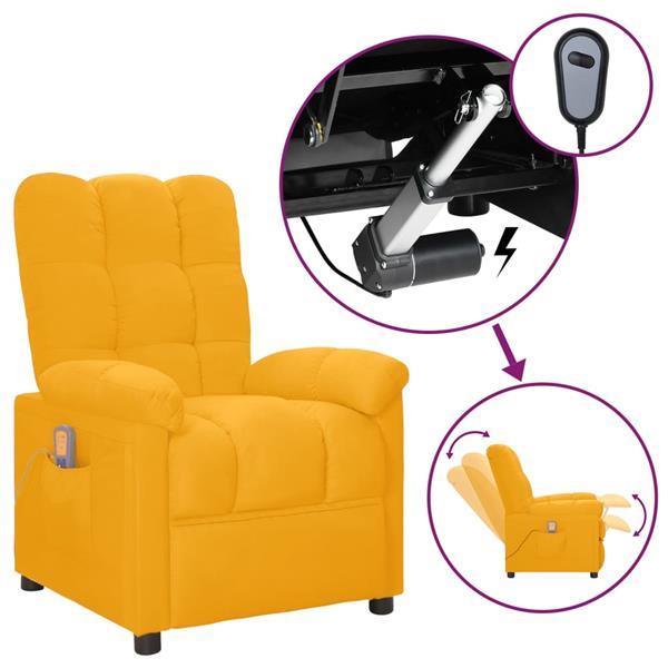 Grote foto vidaxl fauteuil de massage inclinable lectrique jaune tissu huis en inrichting stoelen