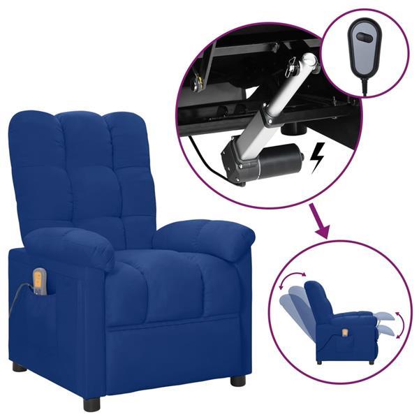 Grote foto vidaxl fauteuil de massage inclinable lectrique bleu tissu huis en inrichting stoelen