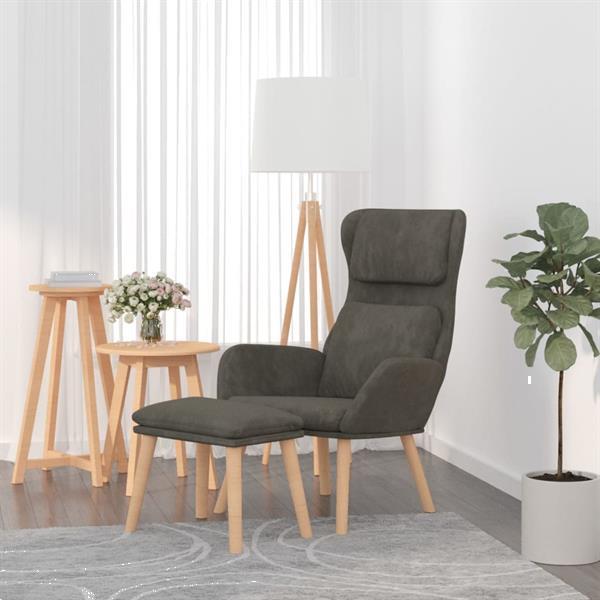 Grote foto vidaxl chaise de relaxation avec tabouret gris fonc velours huis en inrichting stoelen