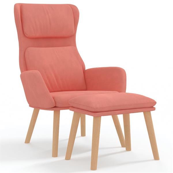 Grote foto vidaxl chaise de relaxation avec tabouret rose velours huis en inrichting stoelen