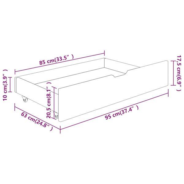 Grote foto vidaxl cadre de lit avec 4 tiroirs marron fonc 140x200 cm p huis en inrichting bedden