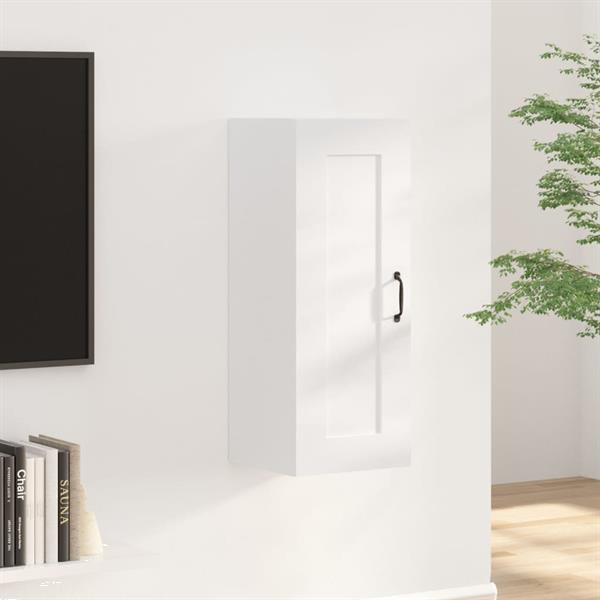 Grote foto vidaxl armoire suspendue blanc brillant 35x34x90 cm bois d i huis en inrichting overige