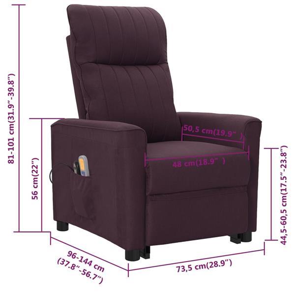Grote foto vidaxl fauteuil inclinable de massage violet tissu huis en inrichting stoelen