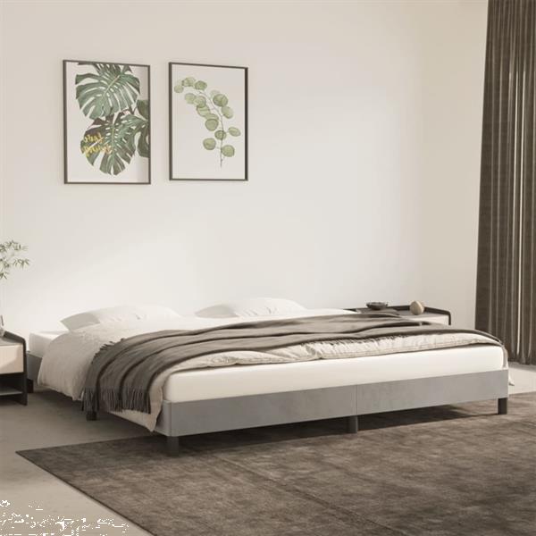 Grote foto vidaxl cadre de lit gris clair 200x200 cm velours huis en inrichting bedden