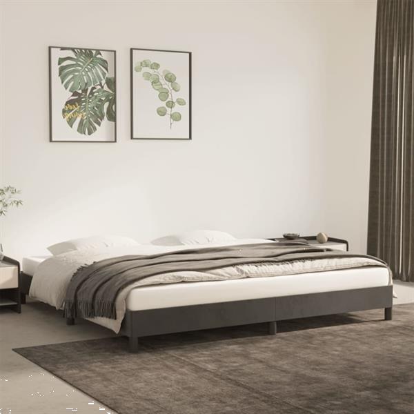 Grote foto vidaxl cadre de lit gris fonc 200 x 200 cm velours huis en inrichting bedden