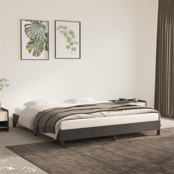 Grote foto vidaxl cadre de lit gris fonc 180 x 200 cm velours huis en inrichting bedden