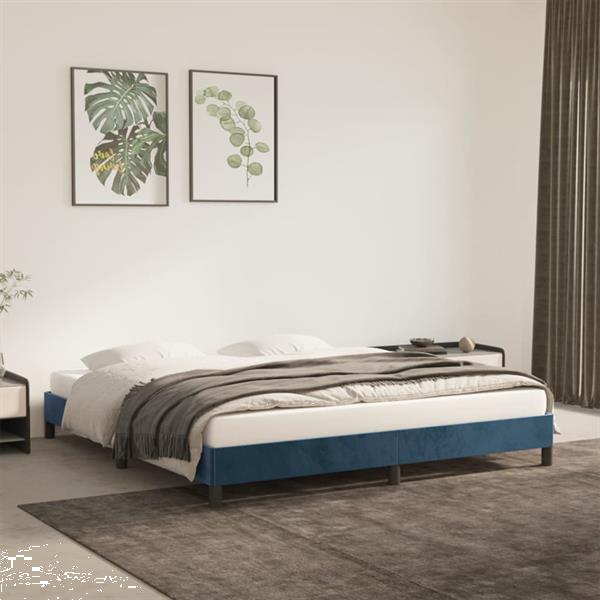 Grote foto vidaxl cadre de lit bleu fonc 160x200 cm velours huis en inrichting bedden