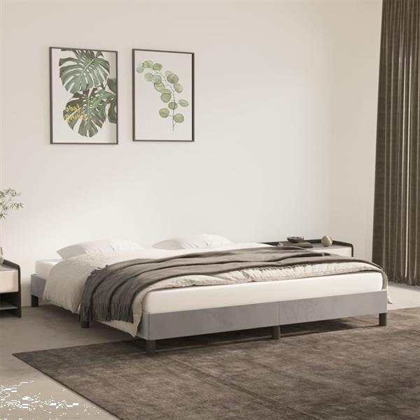 Grote foto vidaxl cadre de lit gris clair 180x200 cm velours huis en inrichting bedden
