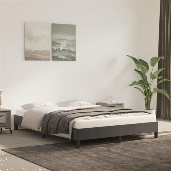 Grote foto vidaxl cadre de lit gris fonc 140 x 200 cm velours huis en inrichting bedden