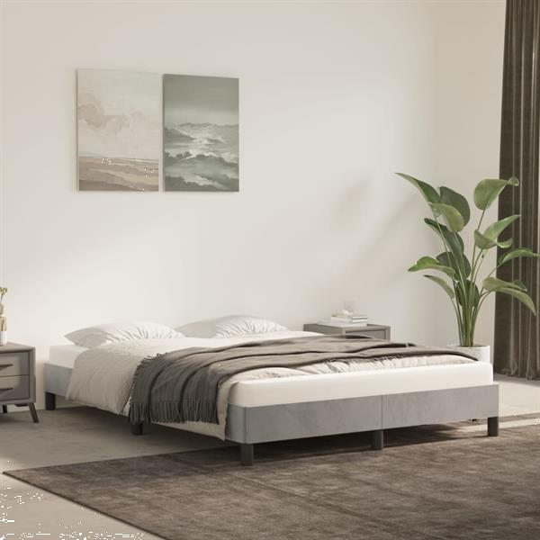 Grote foto vidaxl cadre de lit gris clair 140x200 cm velours huis en inrichting bedden