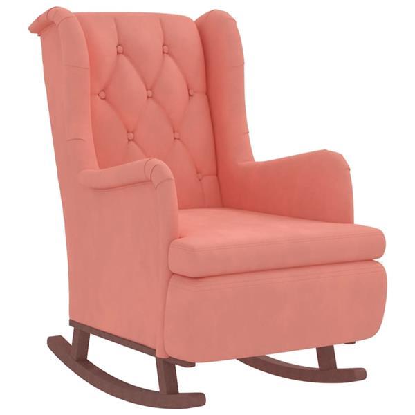 Grote foto vidaxl fauteuil avec pieds bascule et tabouret rose velour huis en inrichting stoelen