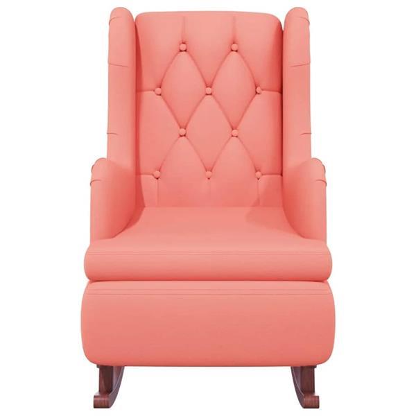 Grote foto vidaxl fauteuil avec pieds bascule et tabouret rose velour huis en inrichting stoelen