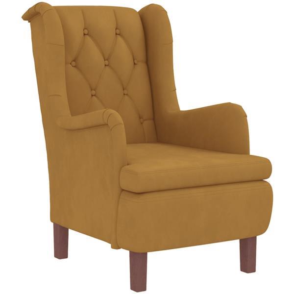 Grote foto vidaxl fauteuil avec tabouret marron velours huis en inrichting stoelen
