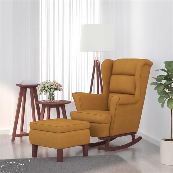 Grote foto vidaxl chaise bascule avec pieds en bois et tabouret marro huis en inrichting stoelen