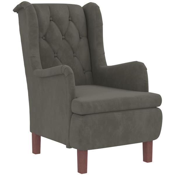 Grote foto vidaxl fauteuil avec tabouret gris fonc velours huis en inrichting stoelen