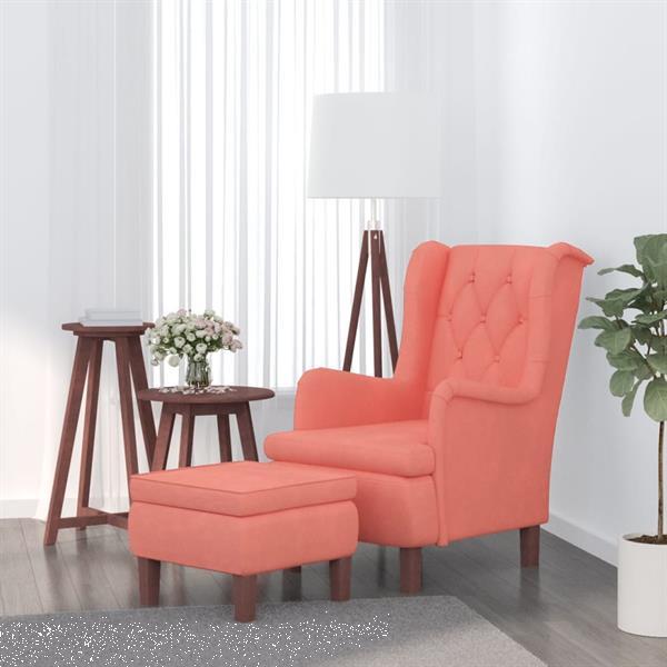 Grote foto vidaxl fauteuil avec tabouret rose velours huis en inrichting stoelen