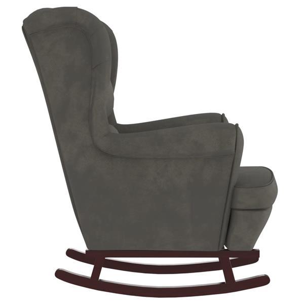 Grote foto vidaxl chaise bascule avec pieds en bois et tabouret gris huis en inrichting stoelen