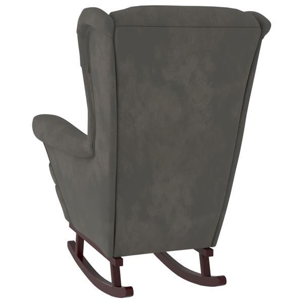 Grote foto vidaxl chaise bascule avec pieds en bois et tabouret gris huis en inrichting stoelen