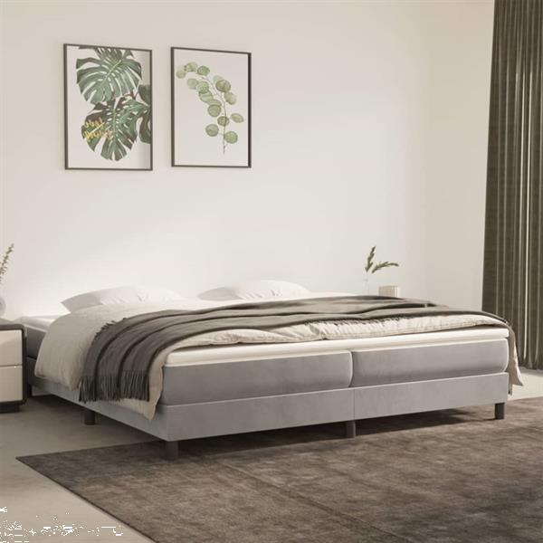 Grote foto vidaxl sommier ressorts de lit gris clair 200x200 cm velou huis en inrichting bedden